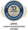 10 Best Law Firms | American Institute of Family Law Attorneys | 2016 | Client Satisfaction Award
